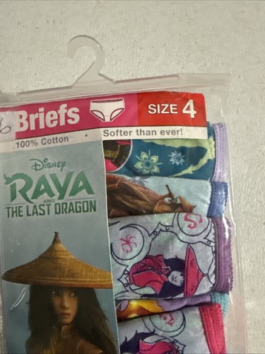 Raya The Last Dragon Girls 6 Pair 100% Cotton Briefs Panties Assorted Size 4 - Picture 3 of 8