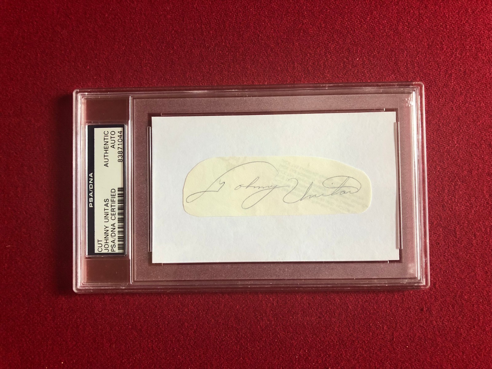 Johnny Unitas, "Autograph" (PSA / DNA) Encapsulated Cut (Scarce)