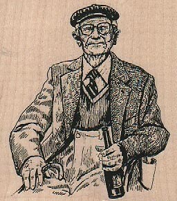Man With Bottle 2 3/4 x 3