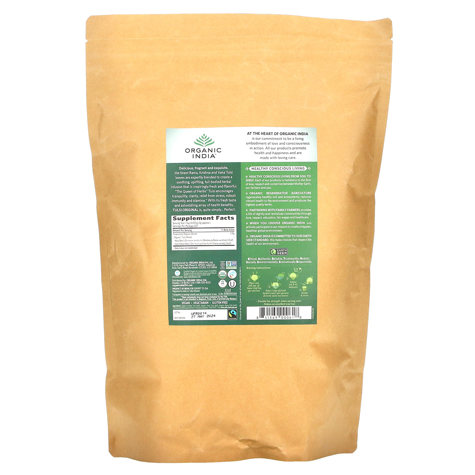 Tulsi Loose Leaf Tea, Original, Caffeine-Free, 16 oz (454 g)