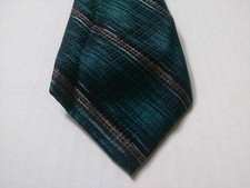 Don Loper Mens Green Striped Neck Tie Made In USA