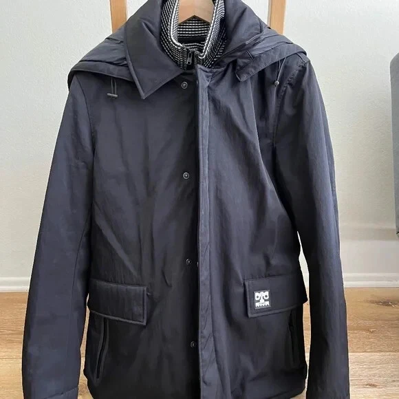 Kenzo Cappotto Uomo Caldo Parka Auto Giacca con Cappuccio e Fodera Trapuntata Piede di Poule