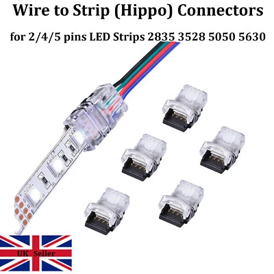 WIRE TO STRIP CONNECTOR CLIP 8MM 10MM RGB-W 2 / 4 / 5 PIN PCB ADAPTER LED STRIP