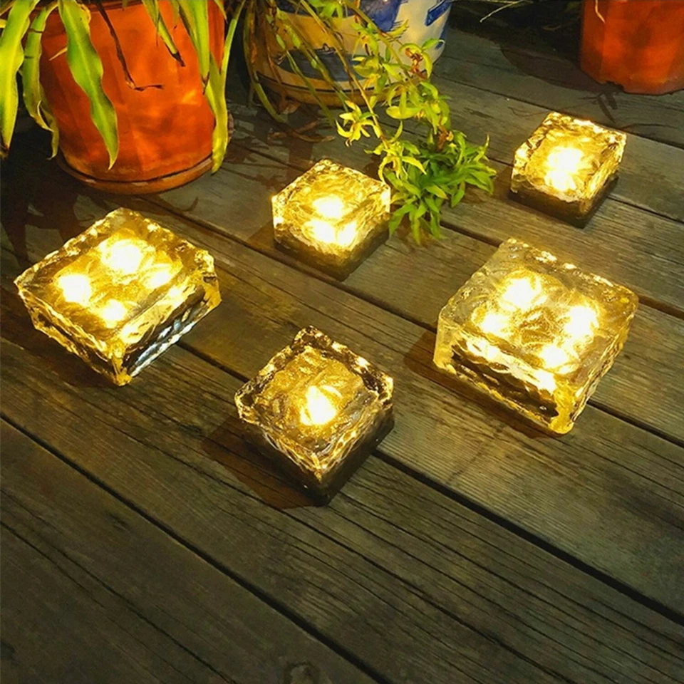 Luces solares en forma de cubo de hielo exterior decorativas patio impermeable decoración de jardín Foto 4 de 4