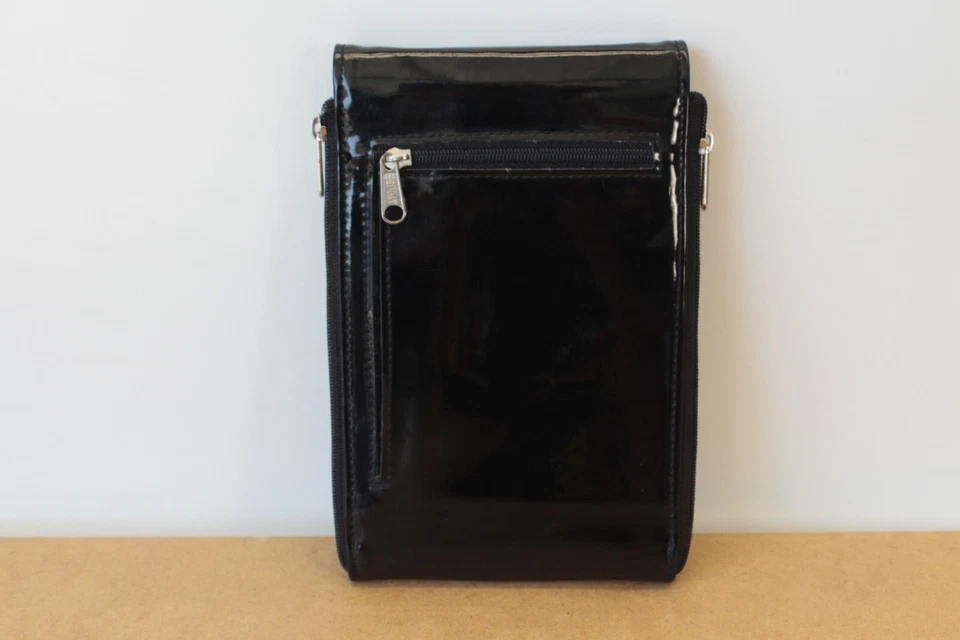 Vintage ESPRIT Black Patent Leather Wallet Womens Full Zip Up 80s 90s FAST - Image 2 of 4