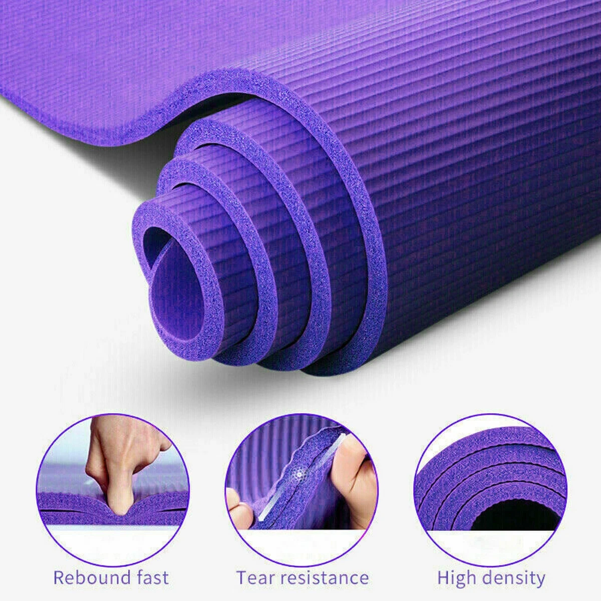 Yoga Mat Thick Gym Exercise Fitness Pilates Workout Mat Non Slip Soft Large  NBR