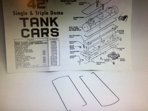 Athearn HO 42' Tank Car Parts - Part #15508 Two (2) Pairs of Metal Hand Railings
