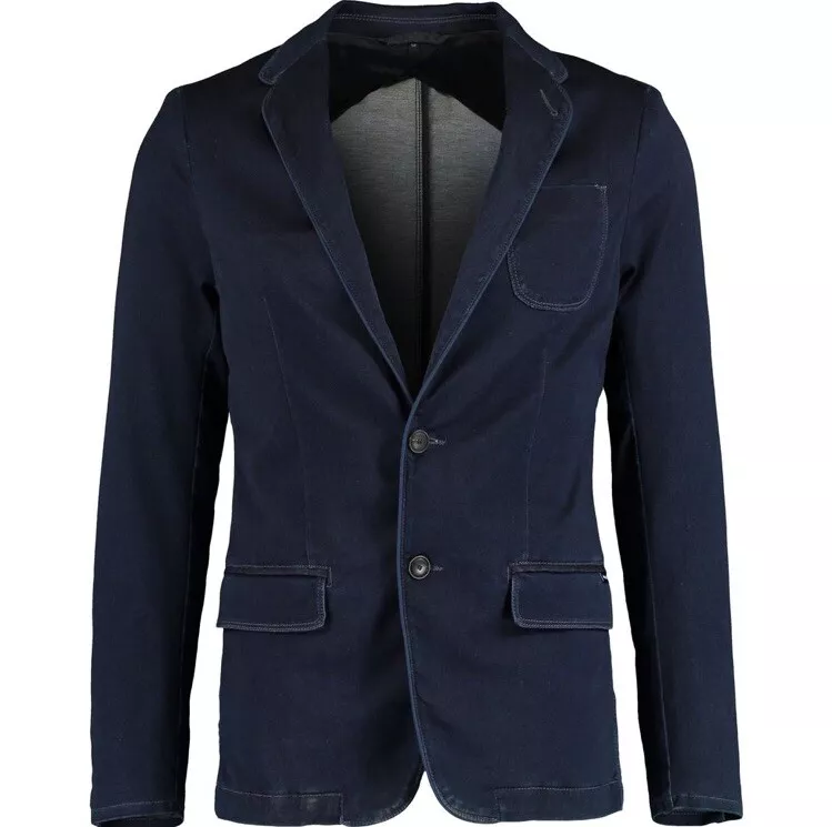 Continu Aanvrager Droogte ARMANI JEANS Navy Blue Denim Blazer Suit Jacket | eBay