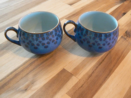 2 x Denby Stoneware Midnight Blue Coffee/Tea Cups - Mugs - England