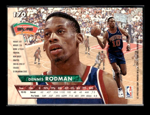 1993-94 Fleer Ultra Dennis Rodman #170 - Picture 2 of 2