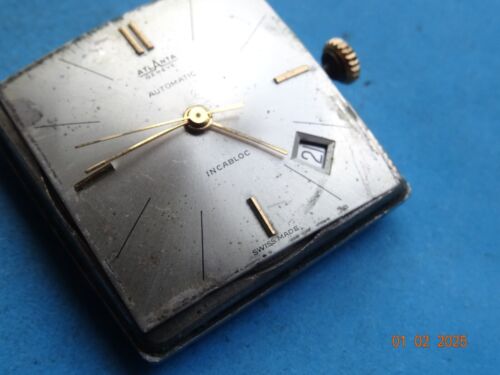 OLD RETRO SWISS Watch ATLANTA GENEVE AUTOMATIC MECHANISM MOVEMENT - Picture 6 of 12