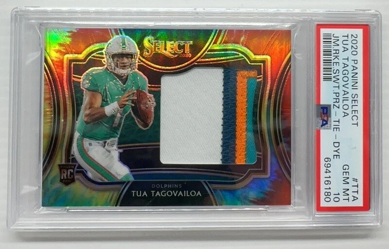 Tua Tagovailoa Panini Select Jumbo Rookie Swatch Prizm #TTA Tie-Dye