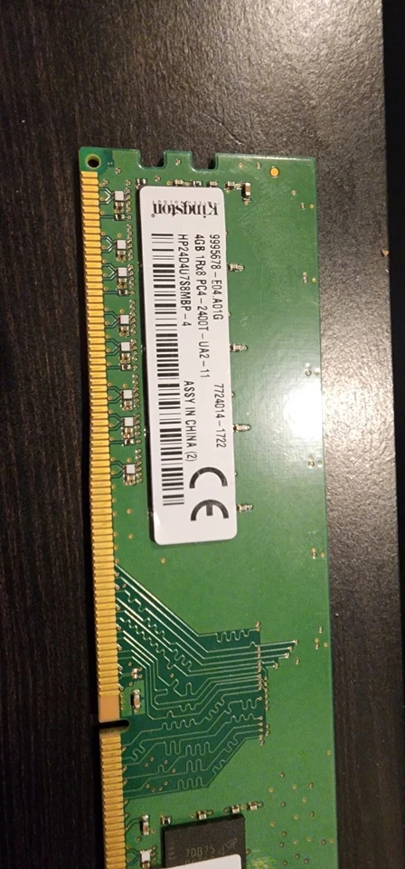 KINGSTON 4 GB DDR4 1RX8 PC4 2400T-UA2-11 Desktop RAM Memory - Image 2 of 4