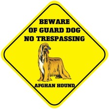 Crossing Sign Afghan Hound Beware of Guard Dog No Trespassing Cross Xing Metal