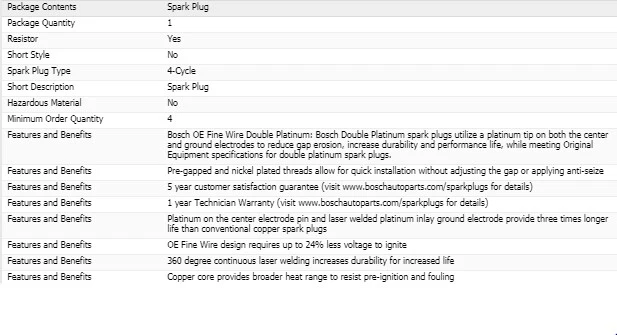 6 bujías Bosch doble platino para ACURA RL V6-3,5 L 2005-2008 Foto 4 de 4