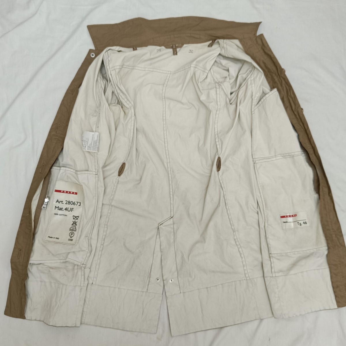 Womens Prada Trench Cotton Coat ART.280673 Hood Waterproof 2