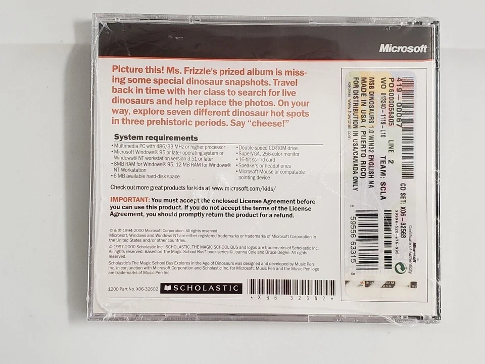 Scholastic's The Magic School Bus Explores - Dinosaurs (PC, 1996) - New - Image 2 of 2