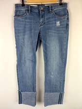 Pilcro and the Letterpress Light Wash Distressed Cuffed Hyphen Denim Jeans Sz 27