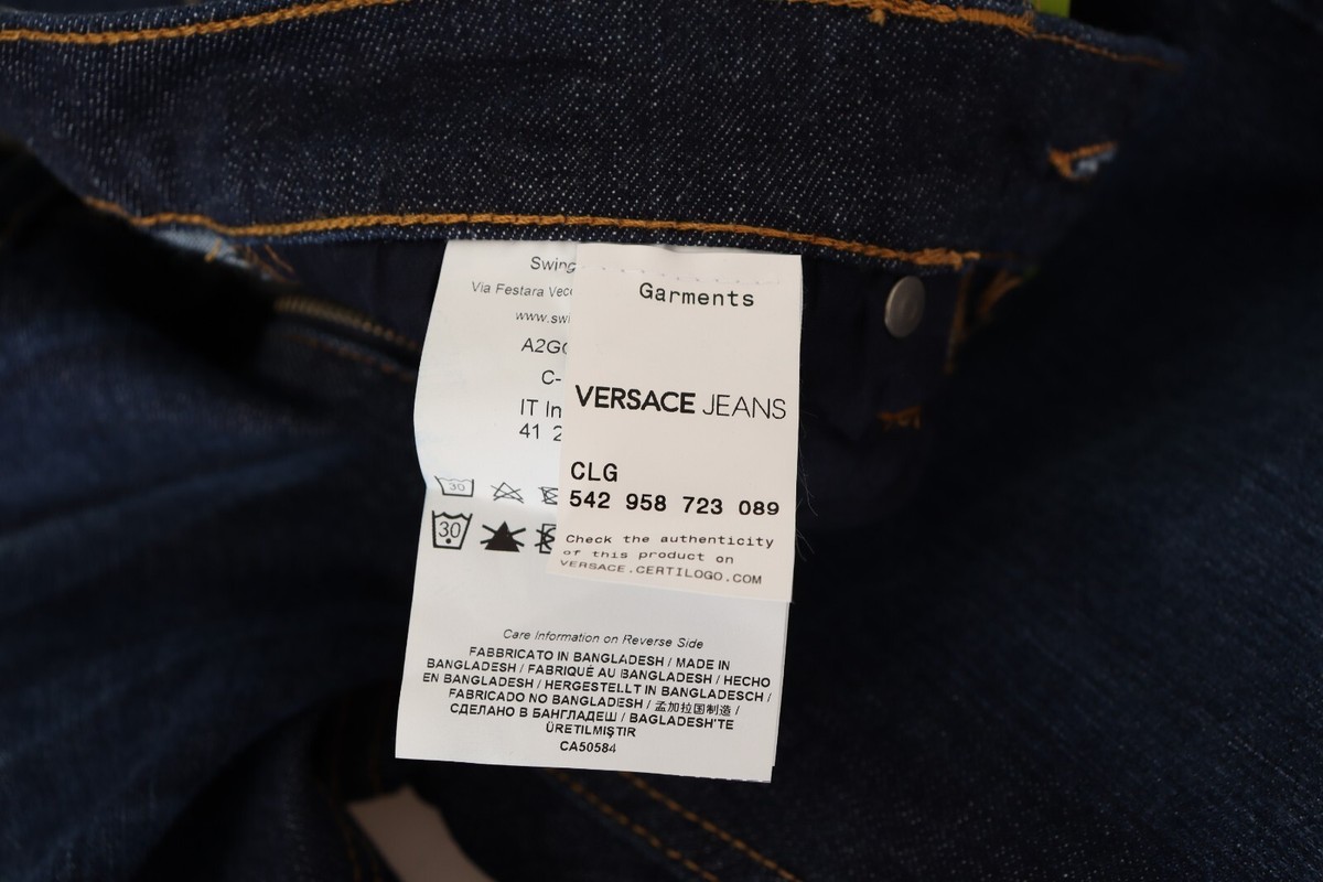 【関税＆送料込み】Versace Tailored Blue Cotton Jeans VERSACE JEANS COUTURE Jeans Dark Blue Cotton Low Waist