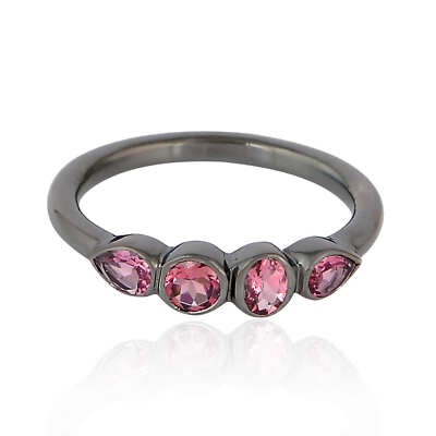 Natural Pink Tourmaline Gemstone 925 Sterling Silver Ring, Cushion Cut, Handmade, Nickel-Free, Sizable, Gift For Her, Silverhub_usa