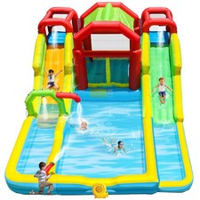 Inflatable Water Double Slides Park with Blower, Shade Tent Bounce House with...