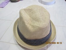 Mens Natural Straw Fedora Grey   L/XL