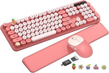 Wireless Keyboard and Mouse Combo, Typewriter Keyboard with Magnetic Wrist Re...