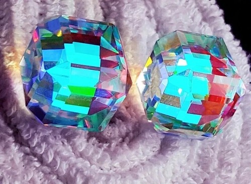Cubo de topacio místico color arco iris corte 200+ quilates natural certificado par de piedras preciosas sueltas - Imagen 7 de 7