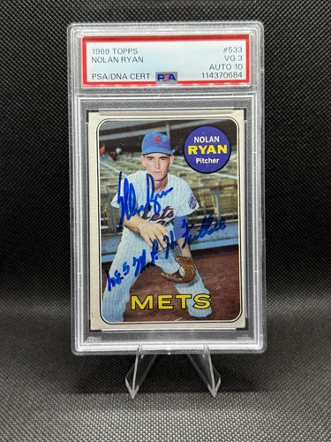 Nolan Ryan 1969 Topps #533 2nd Year PSA VERY GOOD 3 with PSA 10 GEM MINT Auto