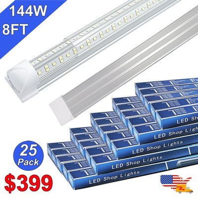 8 Ft V Shaped Led Strip Light 25 Pack 6500K 144W Warehouse Workshop Fixture