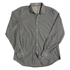 Bugatchi Uomo Geometric Shirt Shaped Fit Button Down Cuff Mens