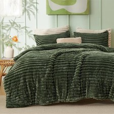Fluffy Comforter Set Size - Super Soft Faux California King 07 - Olive Green