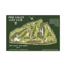 Pine Valley Golf Club Illustrated Golf Course Map on Wrapped Canvas