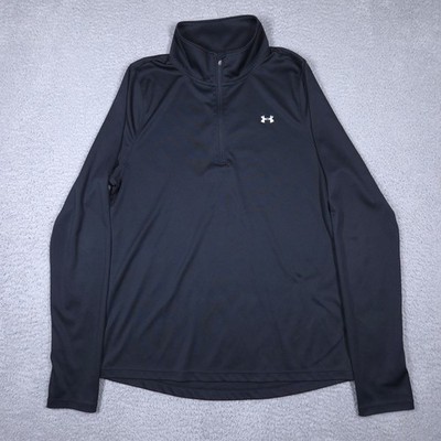 Under Armour 1/4 Zip Women's Large Loose Black Performance Stretch Running Gym