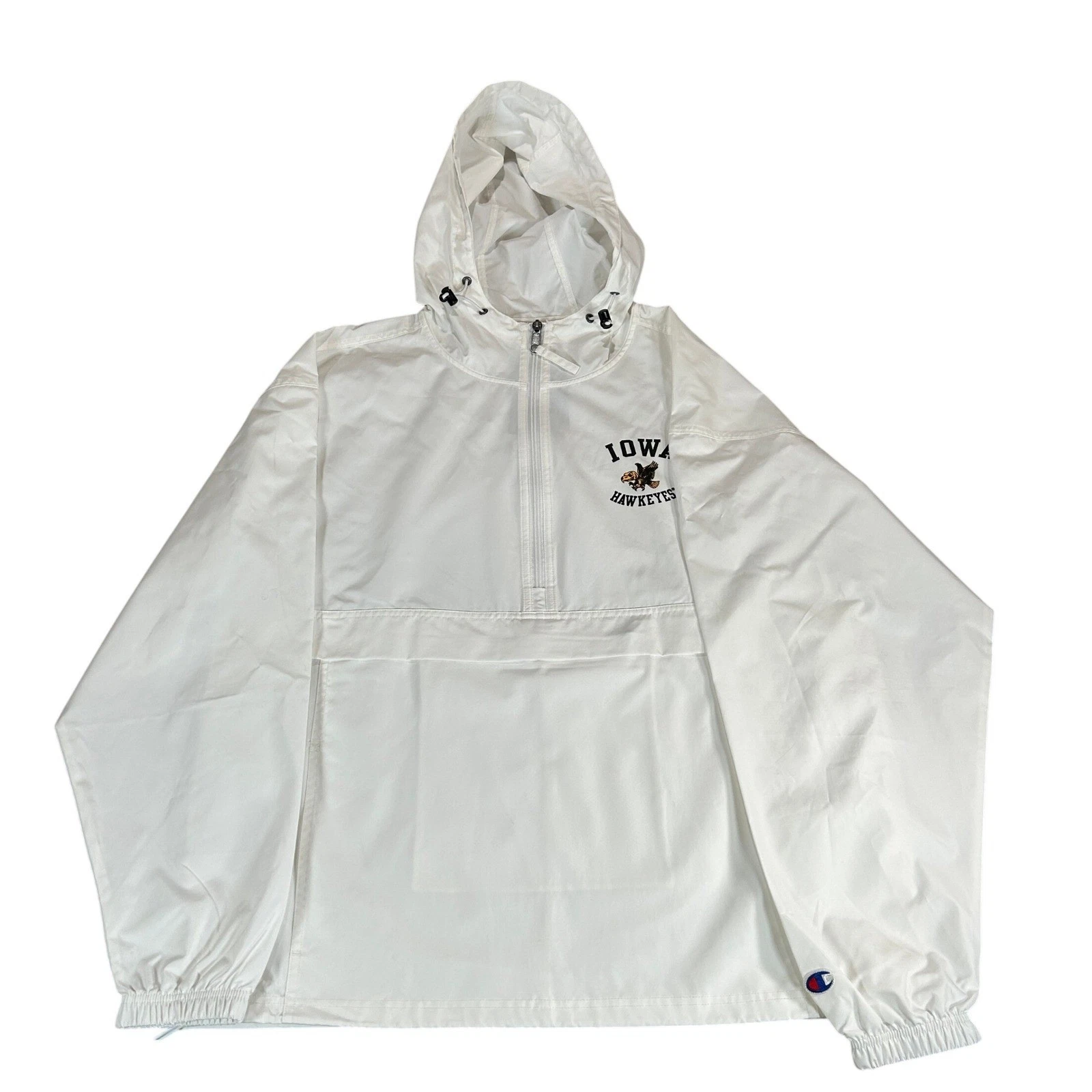 Champion Iowa Hawkeyes Packable Windbreaker Jacket Mens Large White New NWT