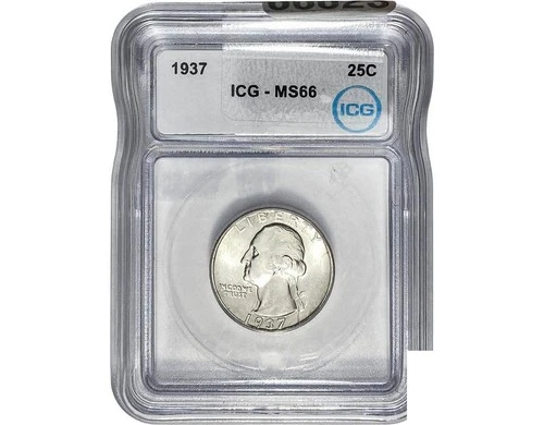 1937 Washington Silver Quarter Coin ICG MS66
