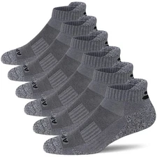 APTYID Men's Cushioned Athletic Running Ankle Socks, Dark Grey, Size 9-12, 6 ...