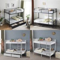 Metal Single Bunk Beds Siblings Twins Bedroom Furniture with Mattress Option 3FT
