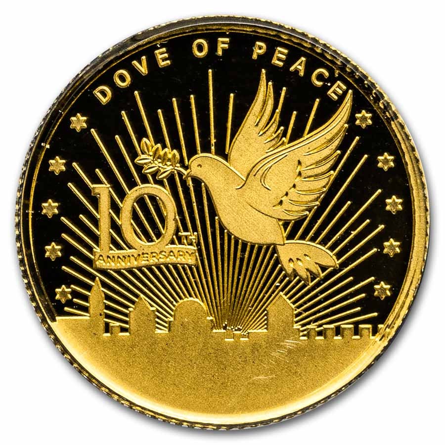 1/10 oz Gold Round - Holy Land Mint Dove of Peace (2024,10th Ann