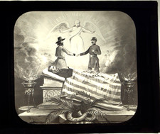 RARE THE CIVIL WAR ENDS "LET US HAVE PEACE" ANTIQUE MAGIC LANTERN GLASS SLIDE