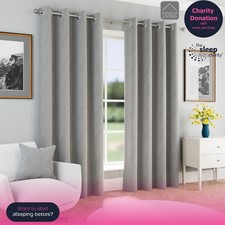 Chester 100% Blackout Herringbone Jacquard Readymade Eyelet Curtains
