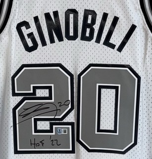 Manu Ginobili "HOF '22" signed San Antonio Spurs NBA Mitchell & Ness Jersey BAS