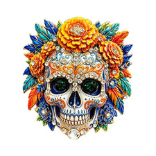Vintage Halloween Skull Brooch Pin Skeleton Costume Crystal Gothic Pin Jewelry G