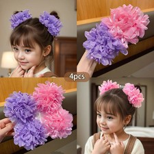 4 PC Girls Pink Purple Floral Headbands Children's Hair Accessories Flower Set