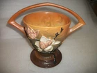 Roseville Magnolia Brown Handle Vase 384 - 8" No chips or nicks
