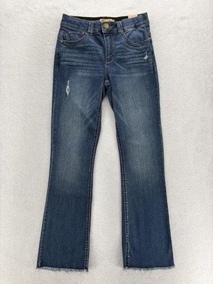 Democracy Ab Technology Bootcut Jeans Womens 6 Blue Med Wash Raw Hem Stretch