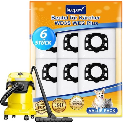 6 Pack Kfi 357 Staubsaugerbeutel für Kärcher nass trockensauger , WD 3 Akku, ...