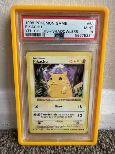 PSA 9 - Pokémon Pikachu Yellow Cheeks - Base Set Unlimited - 58/102 - WOTC TCG