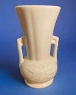 Vintage McCoy 1940’s Art Pottery Vase w/Handles Ivory Cream Floral MCM 8” READ