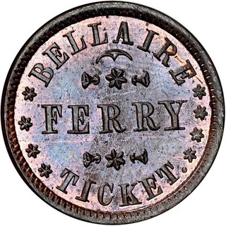 1863 Bellaire Ohio Civil War Token Bellaire Ferry Ticket R7 NGC MS65